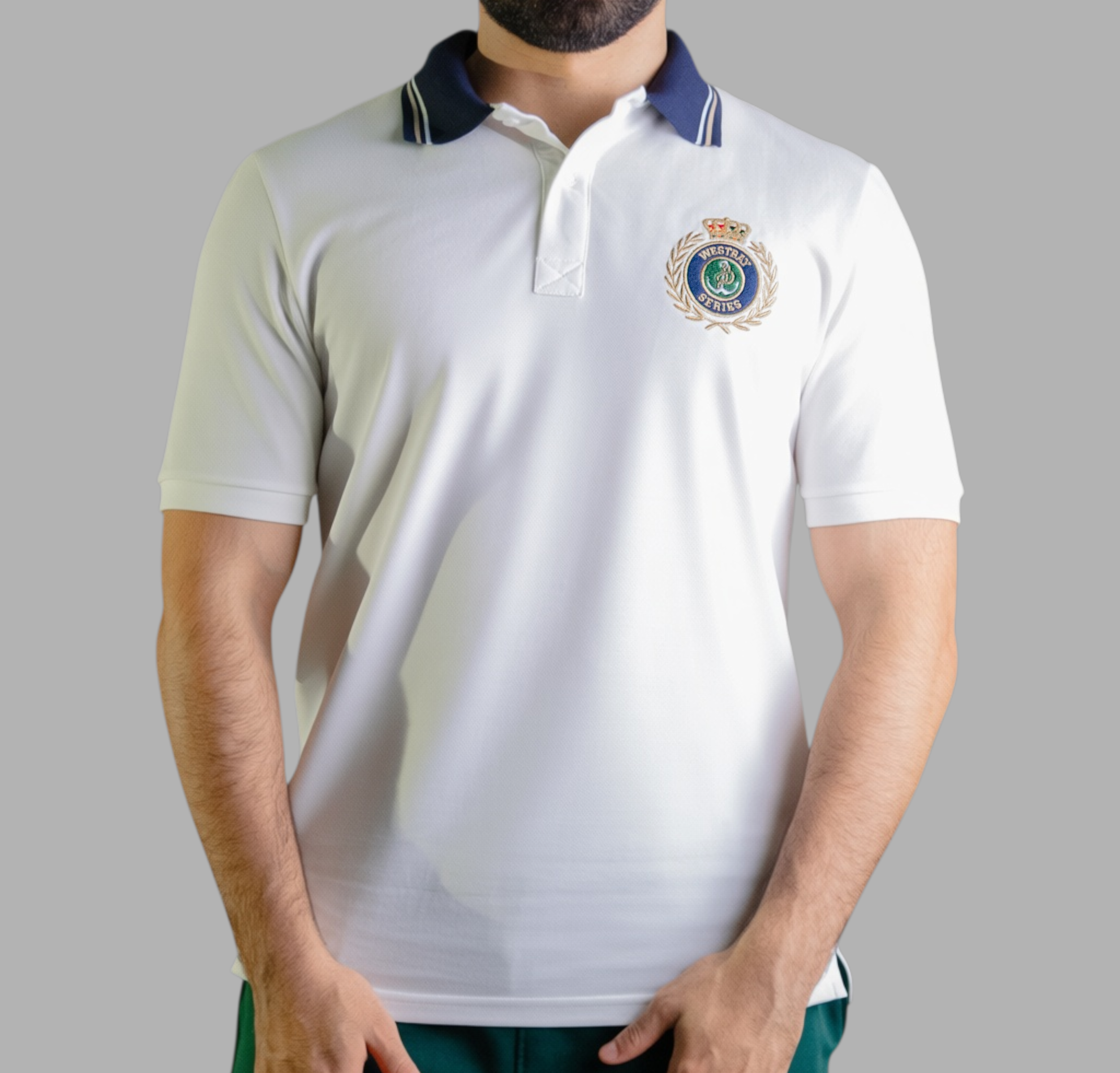 'Crest Polo Shirt' - Blanc Cassé