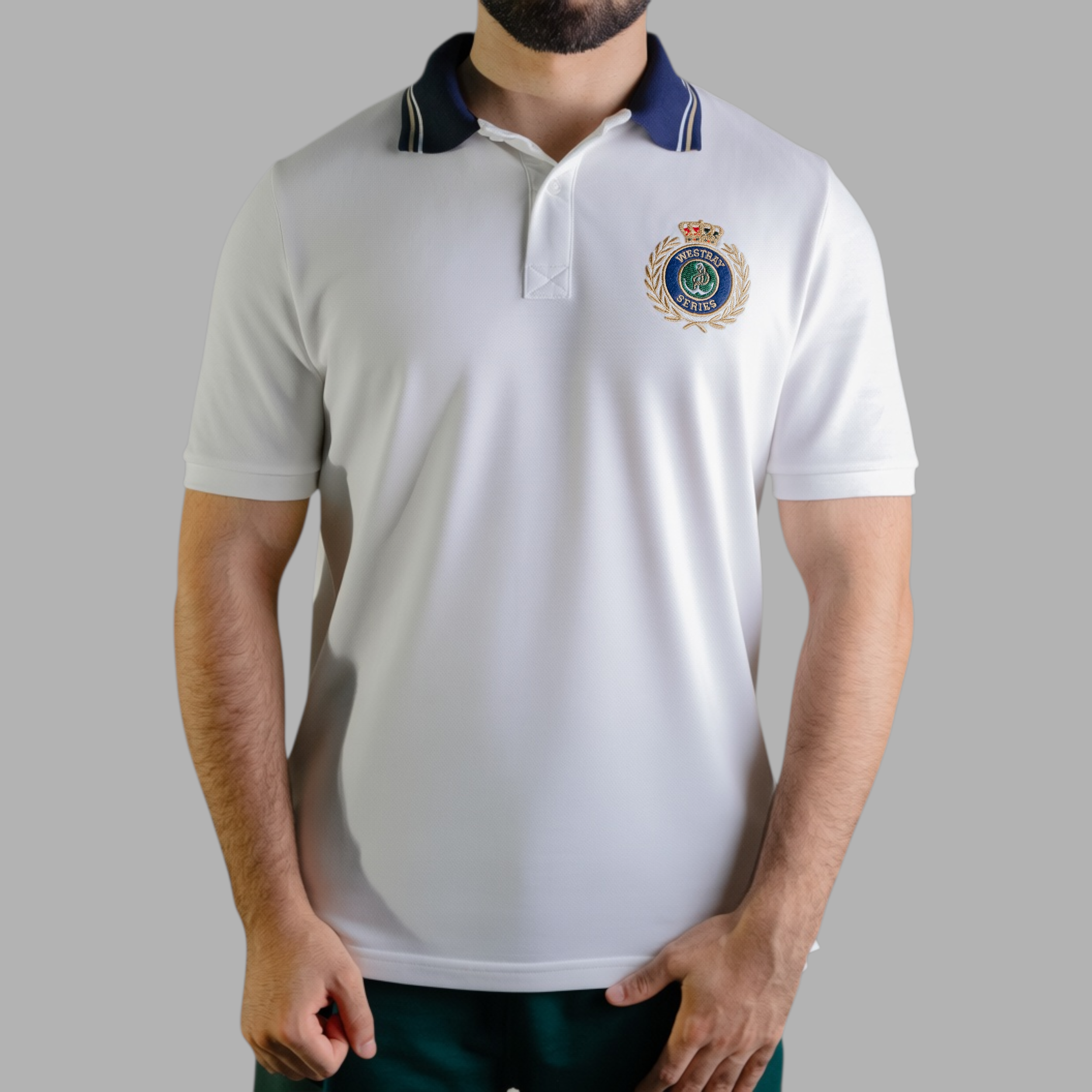 'Crest Polo Shirt' - Blanc Cassé