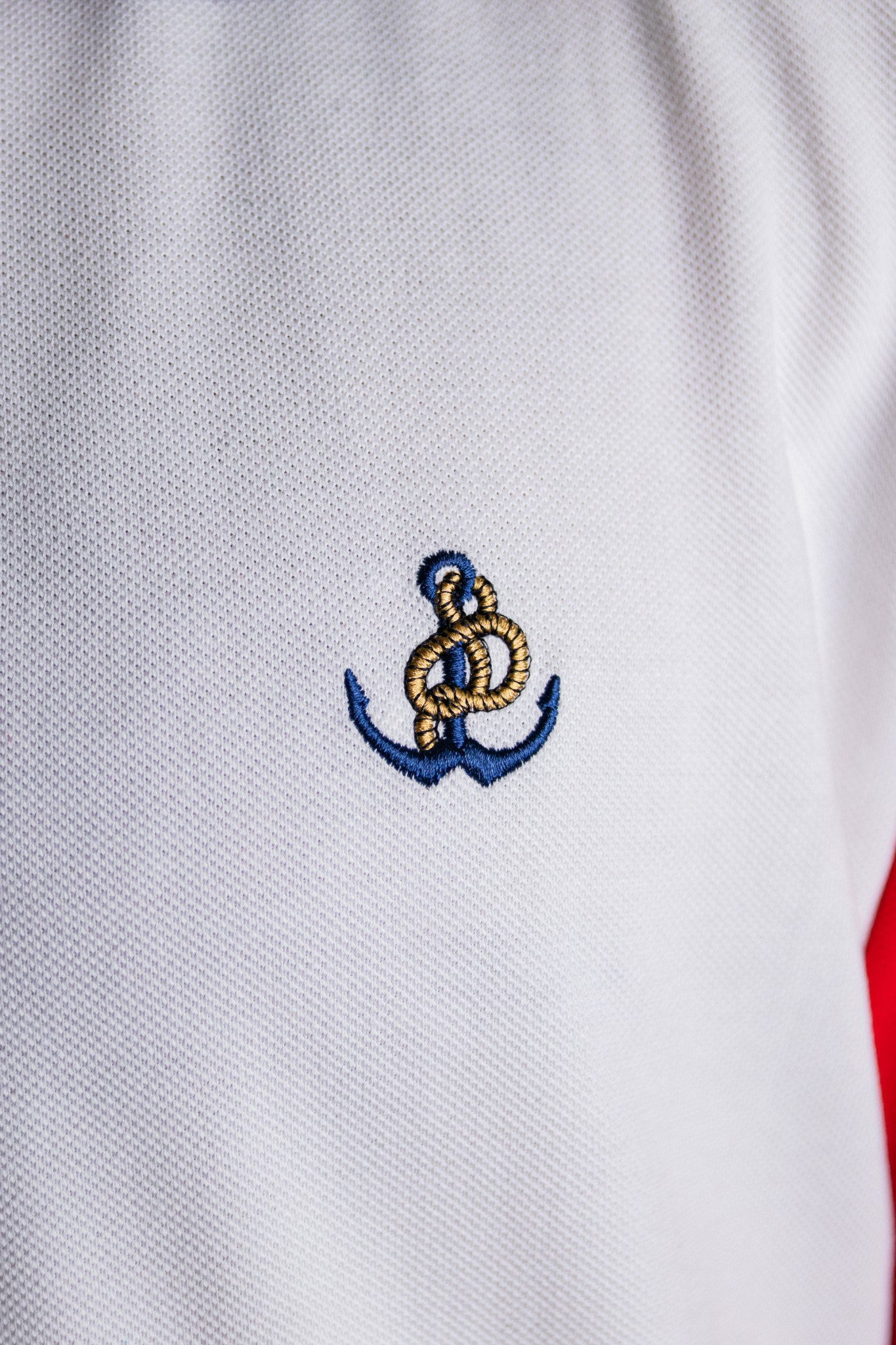 'Anchor Polo Shirt' - Blanc Cassé / Rouge