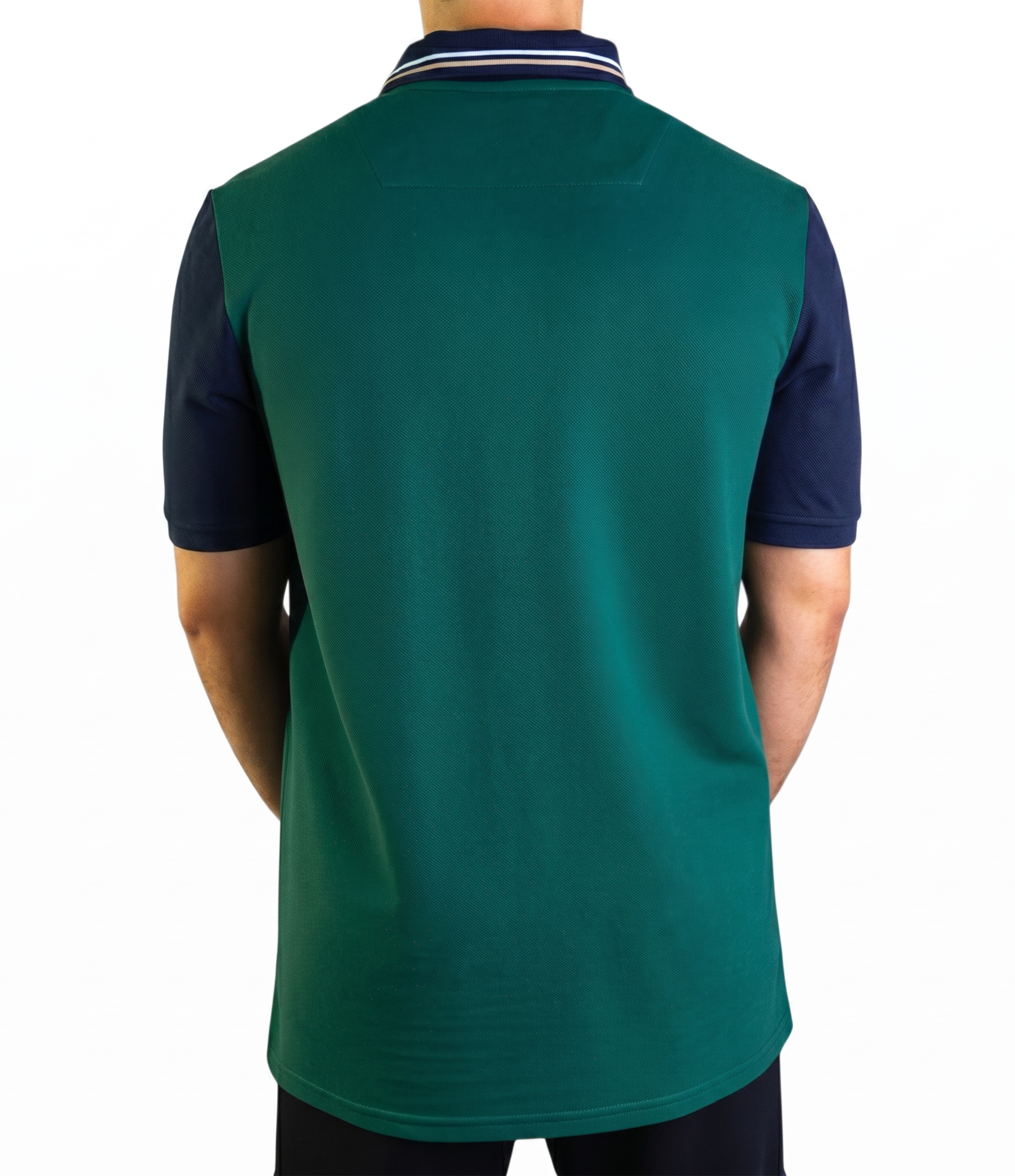 'Anchor Polo Shirt' - Vert Bouteille / Bleu Nuit
