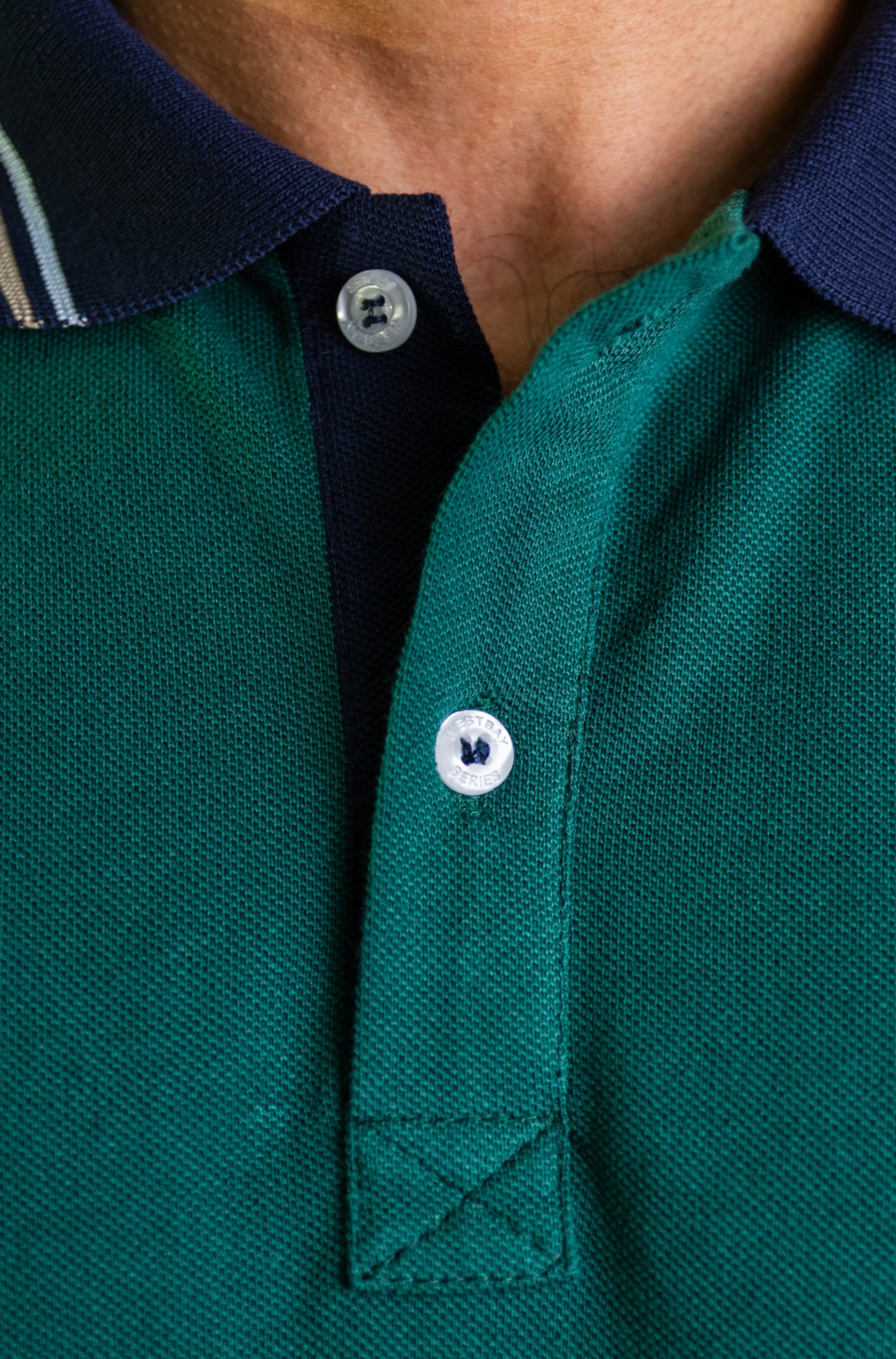 'Anchor Polo Shirt' - Vert Bouteille / Bleu Nuit