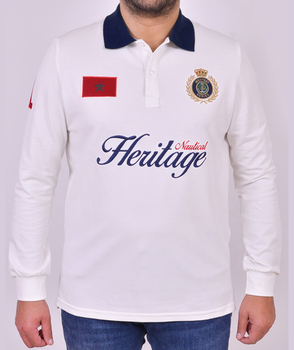 'Nautical Polo Shirt' - Blanc Cassé