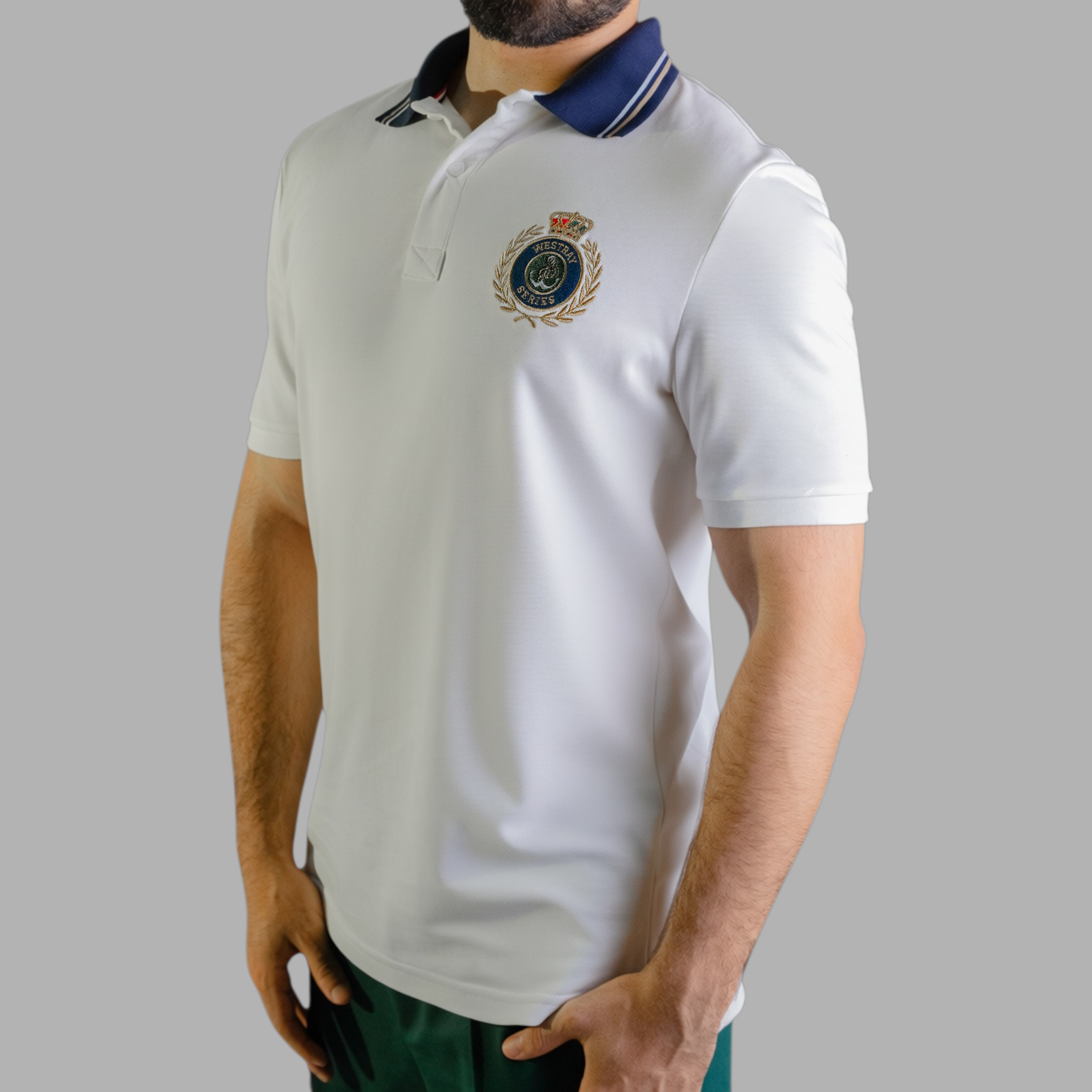 'Crest Polo Shirt' - Blanc Cassé