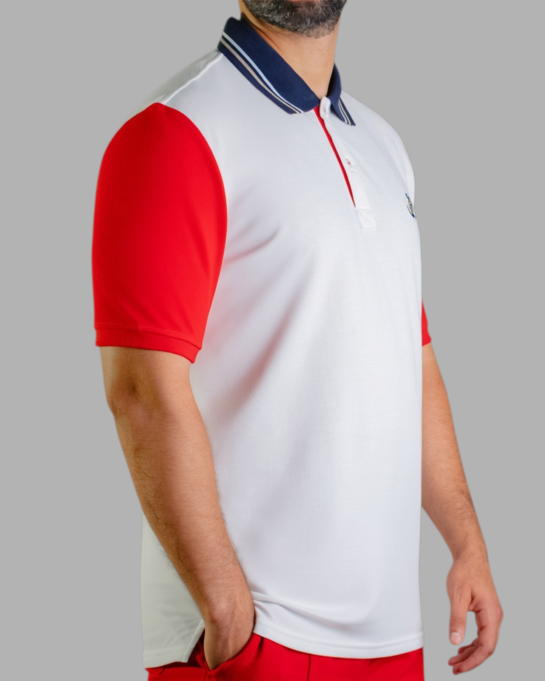 'Anchor Polo Shirt' - Blanc Cassé / Rouge