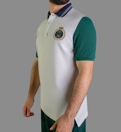 'Yacht Polo Shirt' - Blanc Cassé / Vert Bouteille