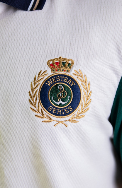 'Yacht Polo Shirt' - Blanc Cassé / Vert Bouteille