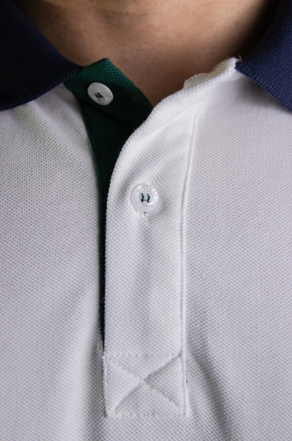 'Yacht Polo Shirt' - Blanc Cassé / Vert Bouteille