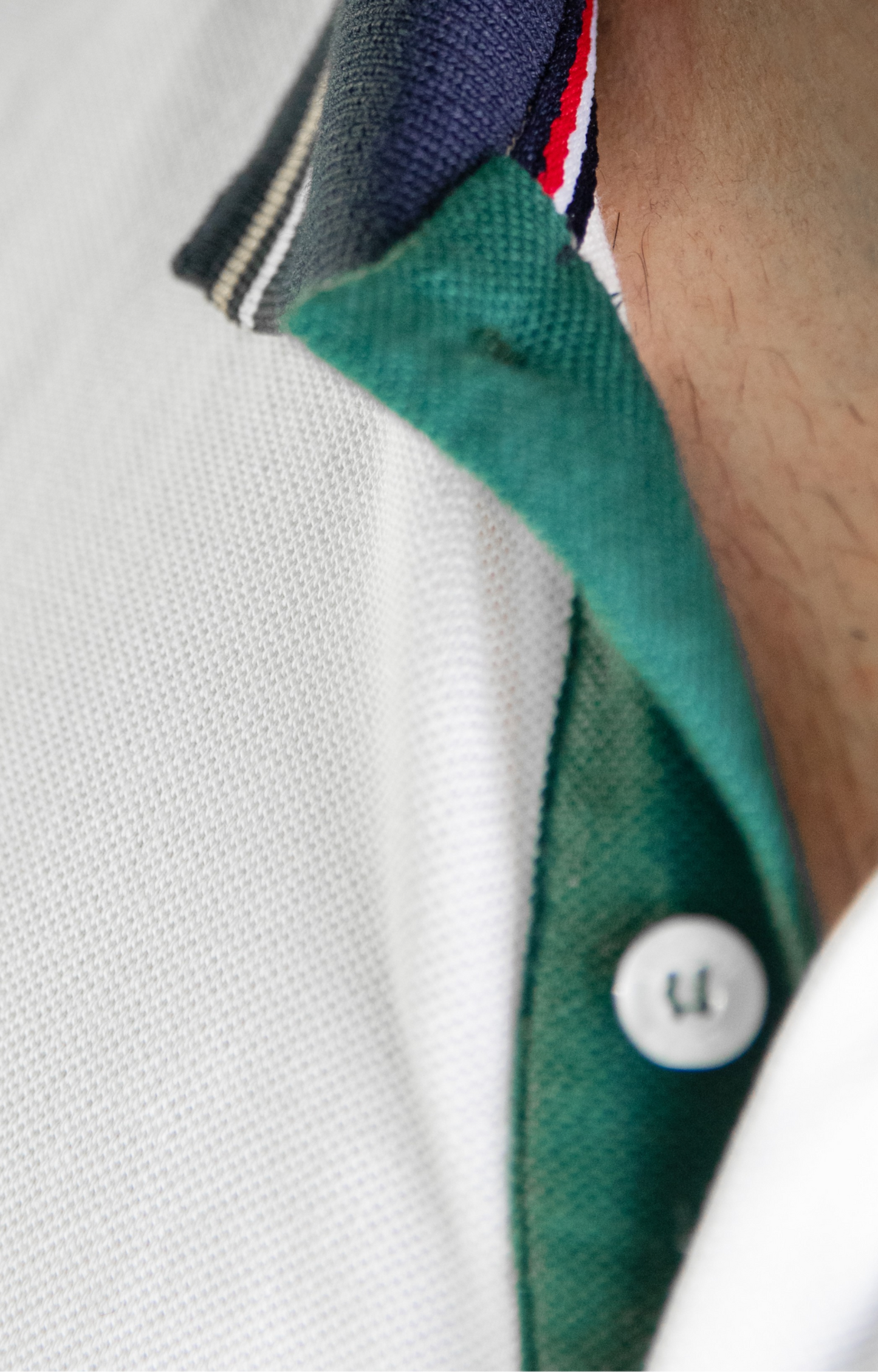'Yacht Polo Shirt' - Blanc Cassé / Vert Bouteille
