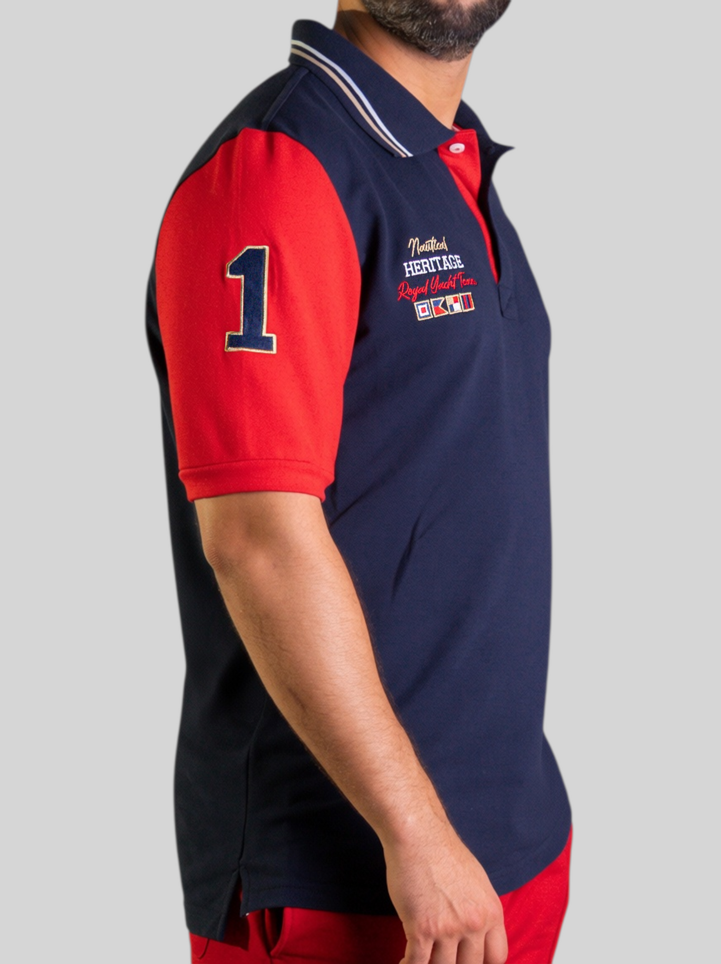 'Yacht Polo Shirt' - Bleu Nuit / Rouge
