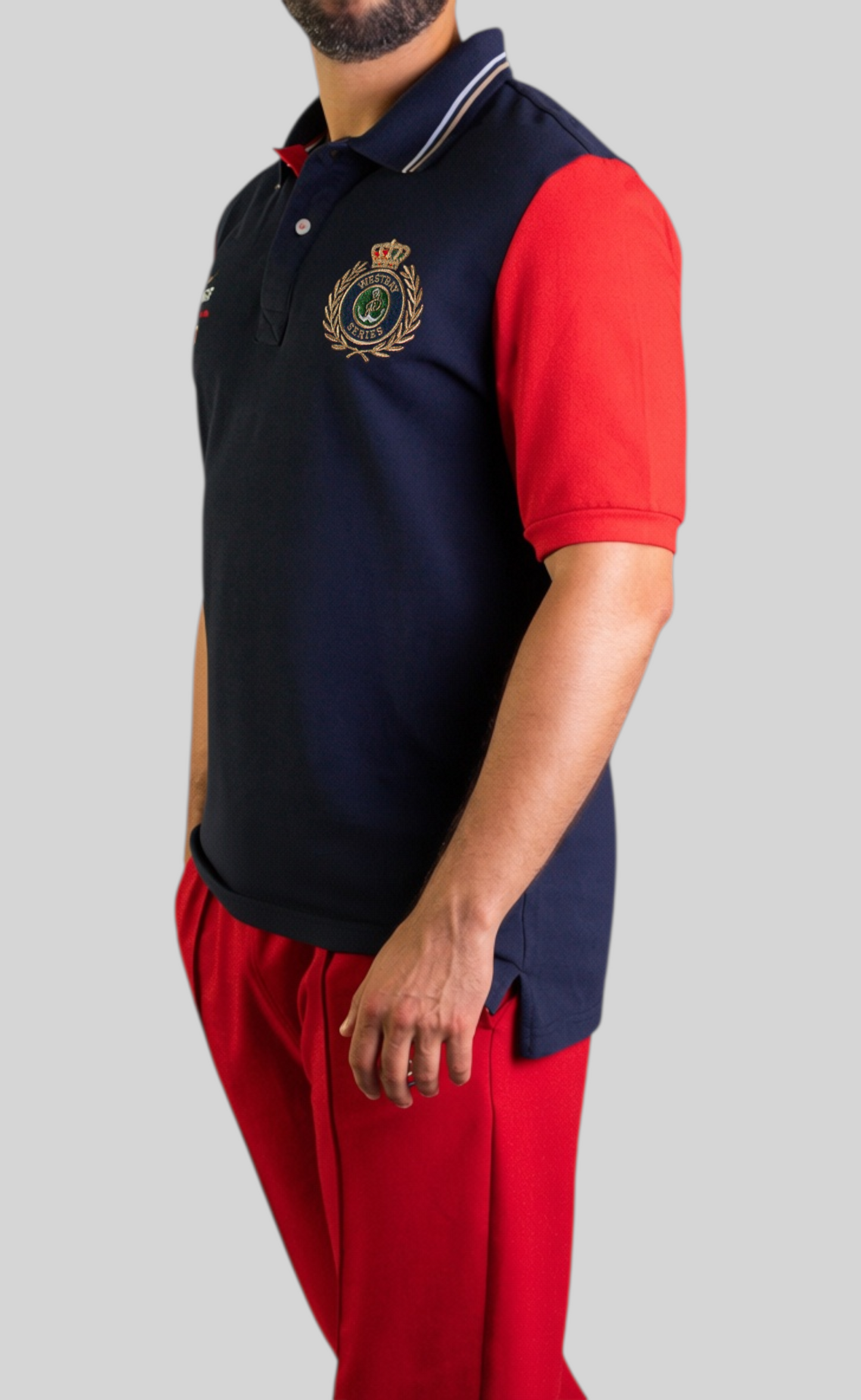 'Yacht Polo Shirt' - Bleu Nuit / Rouge