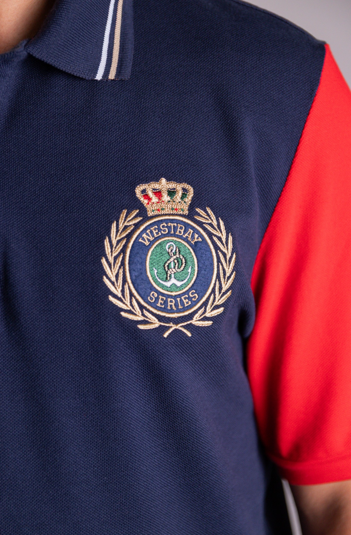 'Yacht Polo Shirt' - Bleu Nuit / Rouge