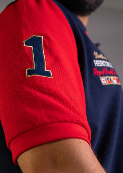 'Yacht Polo Shirt' - Bleu Nuit / Rouge