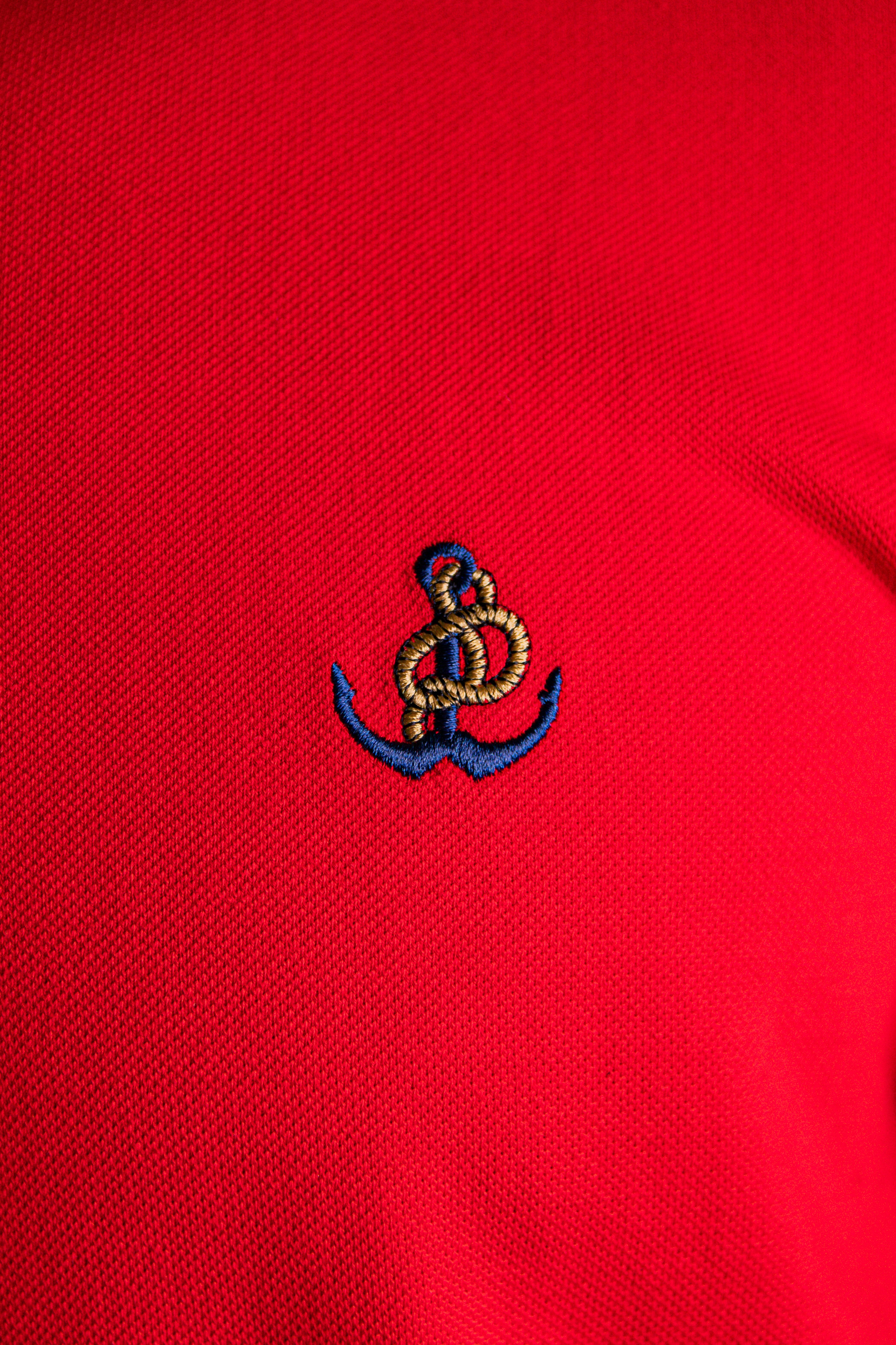 'Anchor Polo Shirt' - Rouge / Blanc Cassé