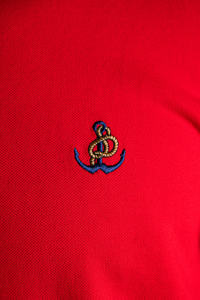 'Anchor Polo Shirt' - Rouge / Blanc Cassé