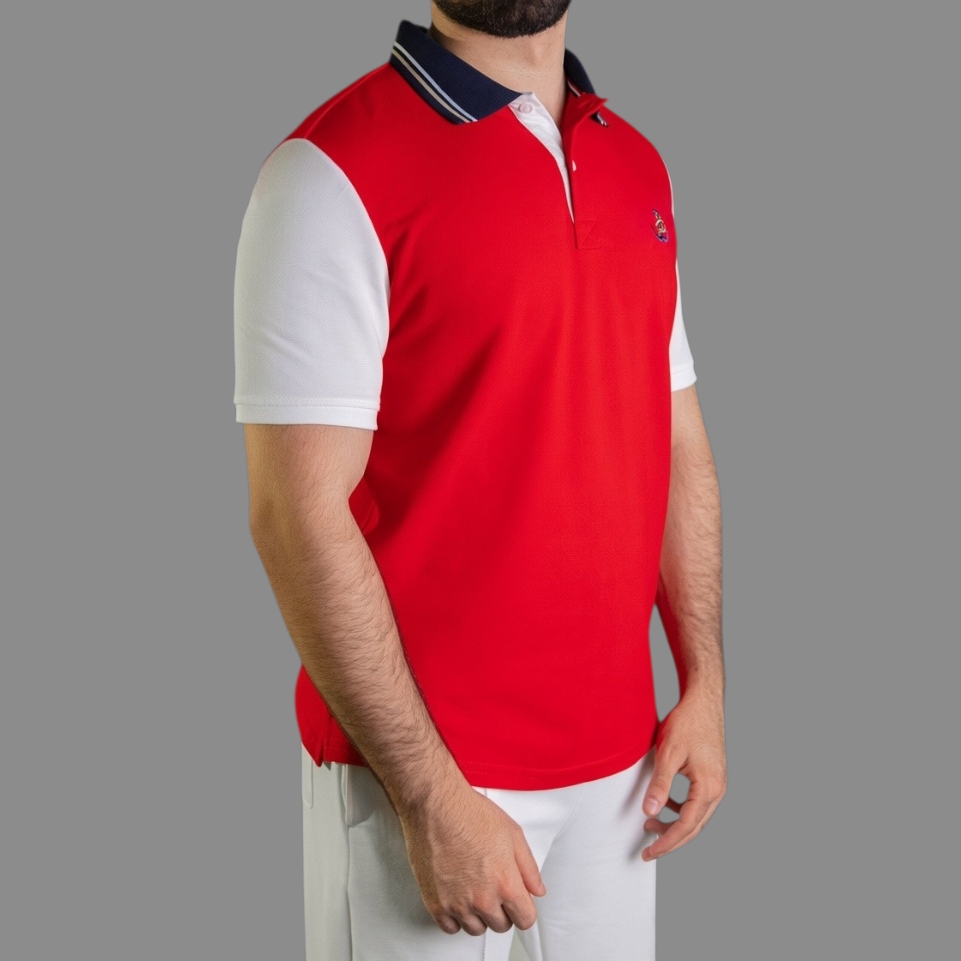 'Anchor Polo Shirt' - Rouge / Blanc Cassé