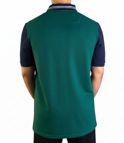 'Anchor Polo Shirt' - Vert Bouteille / Bleu Nuit