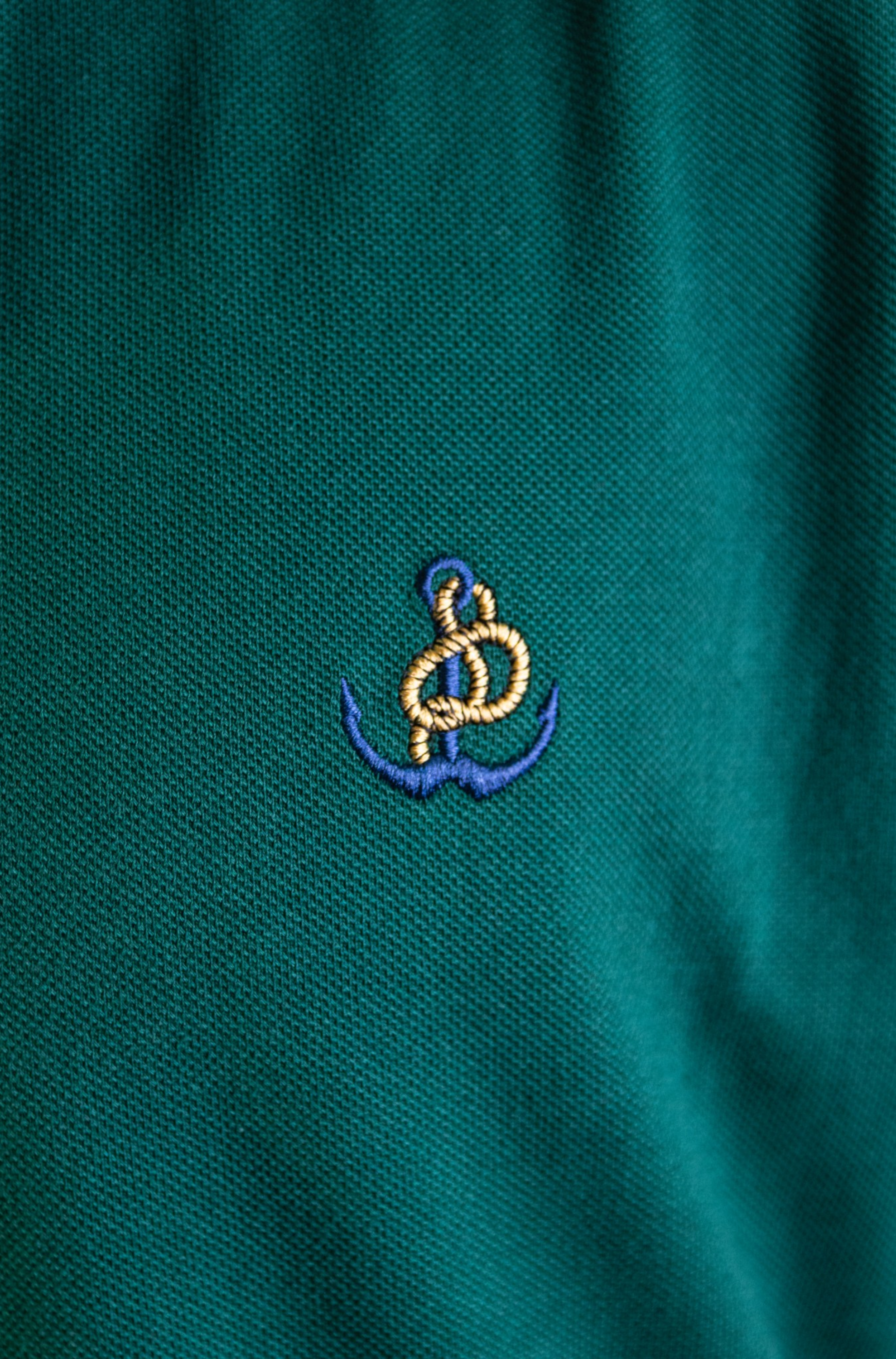'Anchor Polo Shirt' - Vert Bouteille / Bleu Nuit