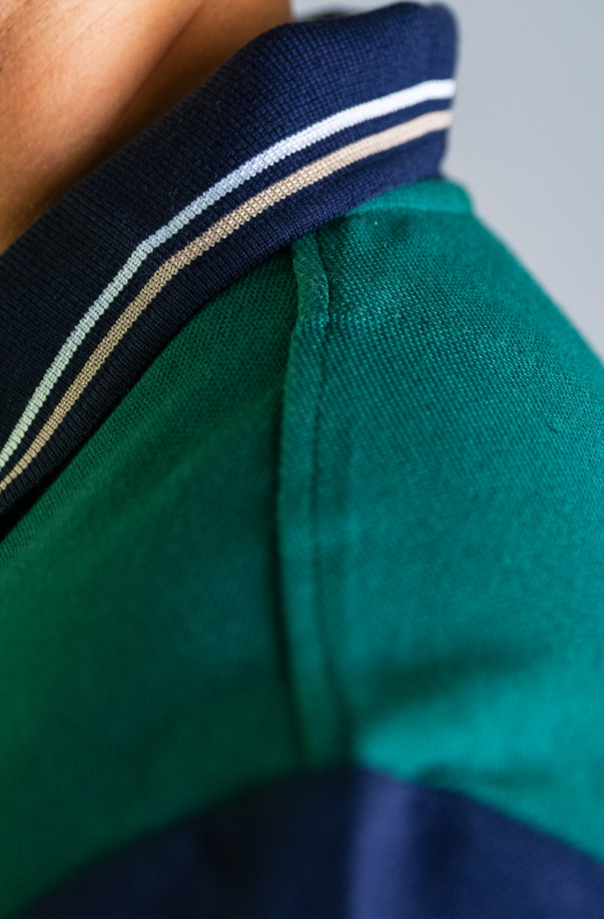 'Anchor Polo Shirt' - Vert Bouteille / Bleu Nuit