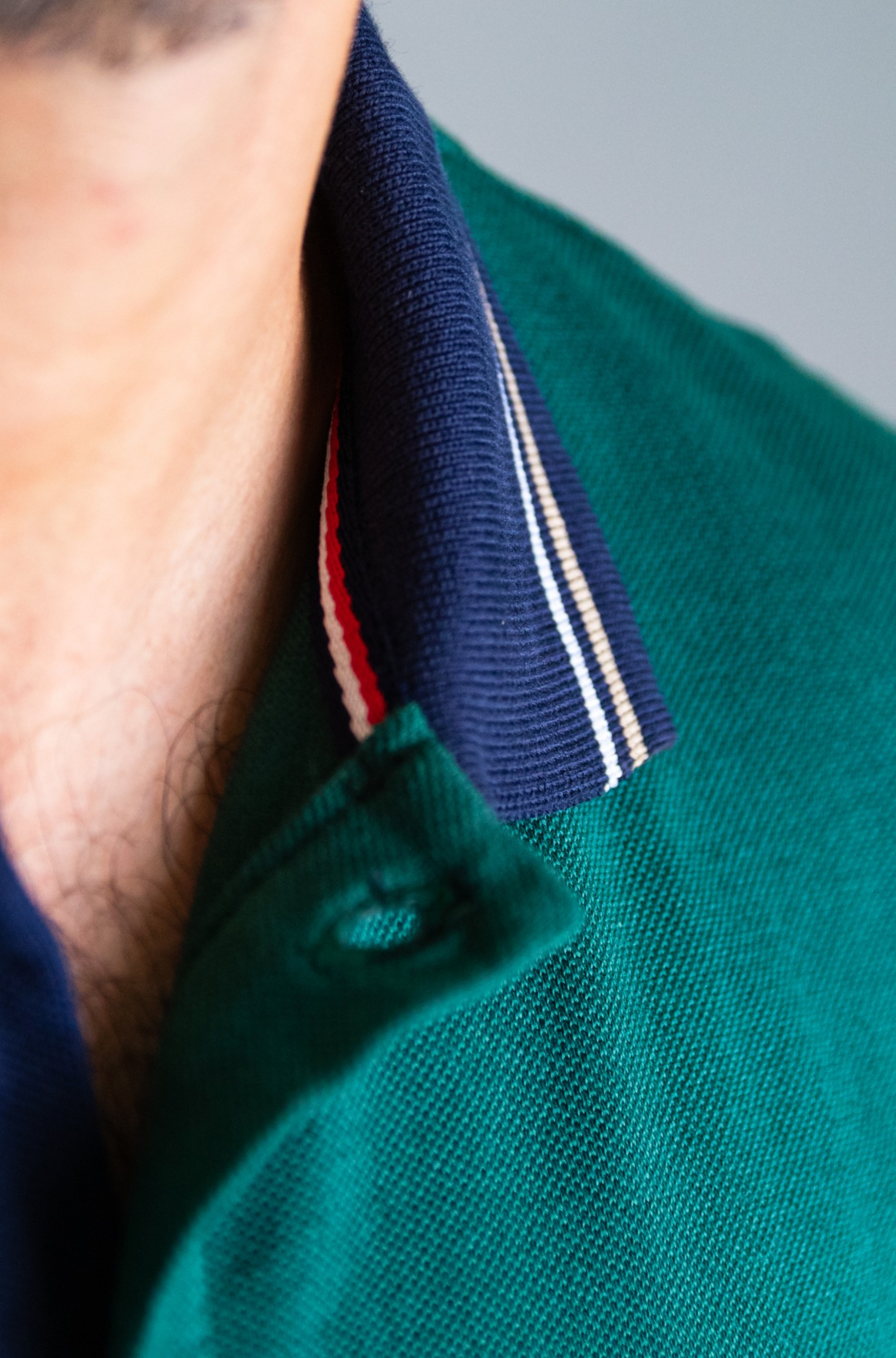 'Anchor Polo Shirt' - Vert Bouteille / Bleu Nuit