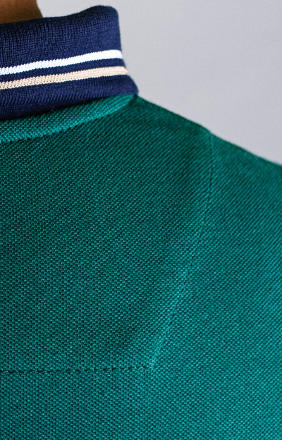 'Anchor Polo Shirt' - Vert Bouteille / Bleu Nuit