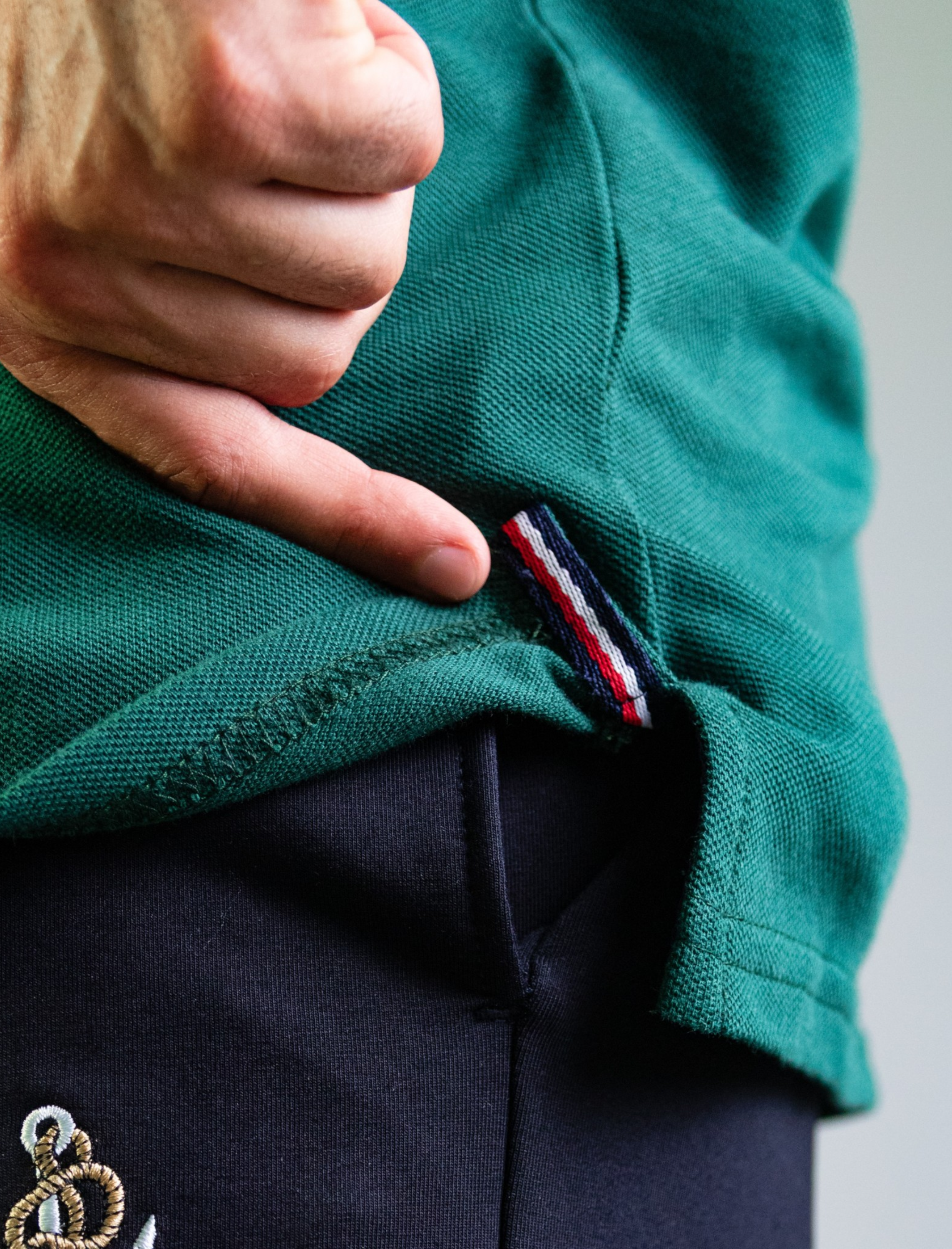 'Anchor Polo Shirt' - Vert Bouteille / Bleu Nuit