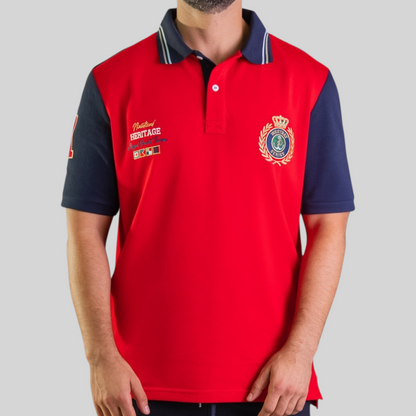 'Yacht Polo Shirt' - Rouge / Bleu Nuit