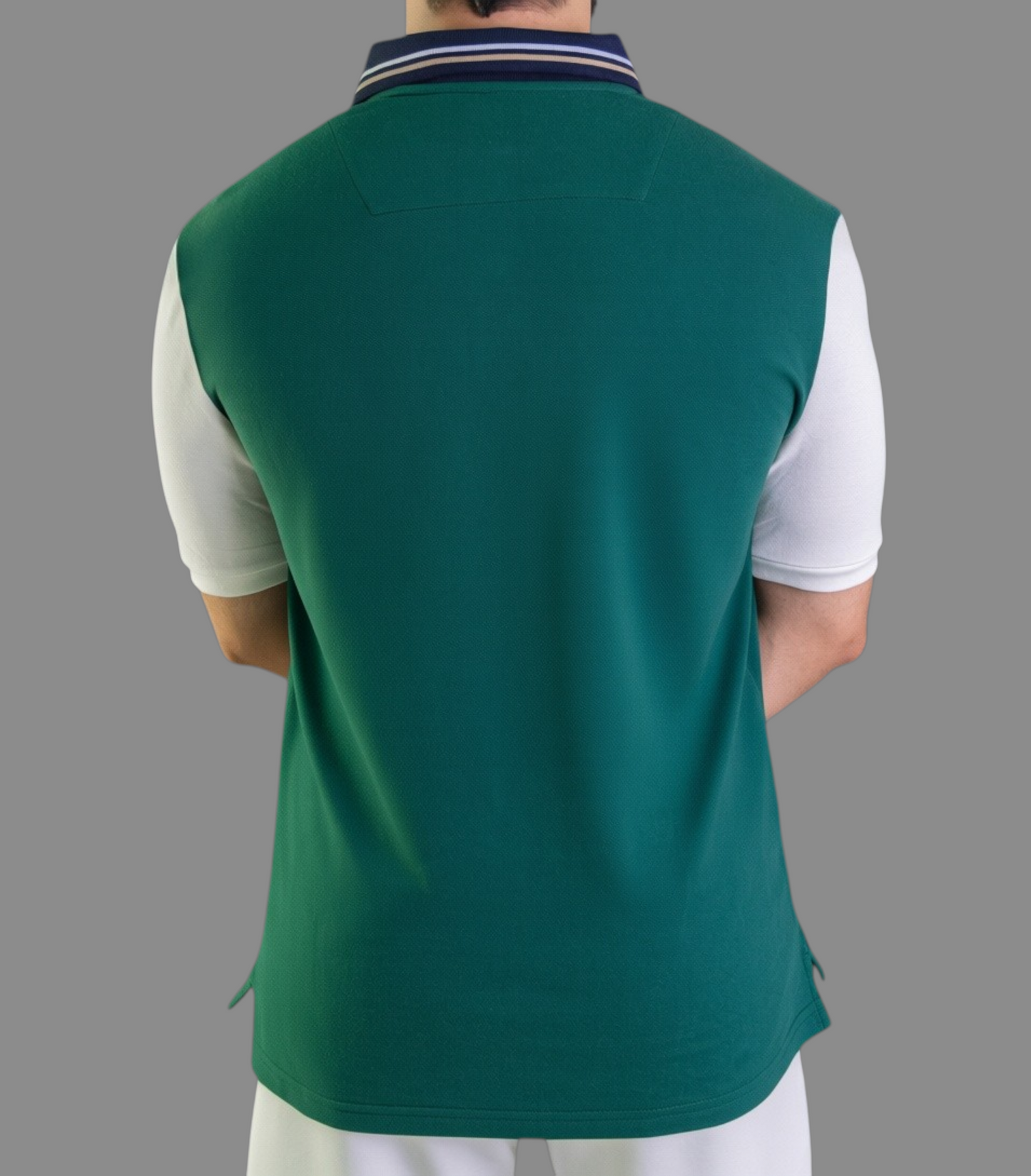 'Yacht Polo Shirt' - Vert Bouteille / Blanc Cassé