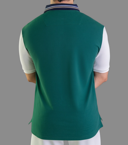 'Yacht Polo Shirt' - Vert Bouteille / Blanc Cassé