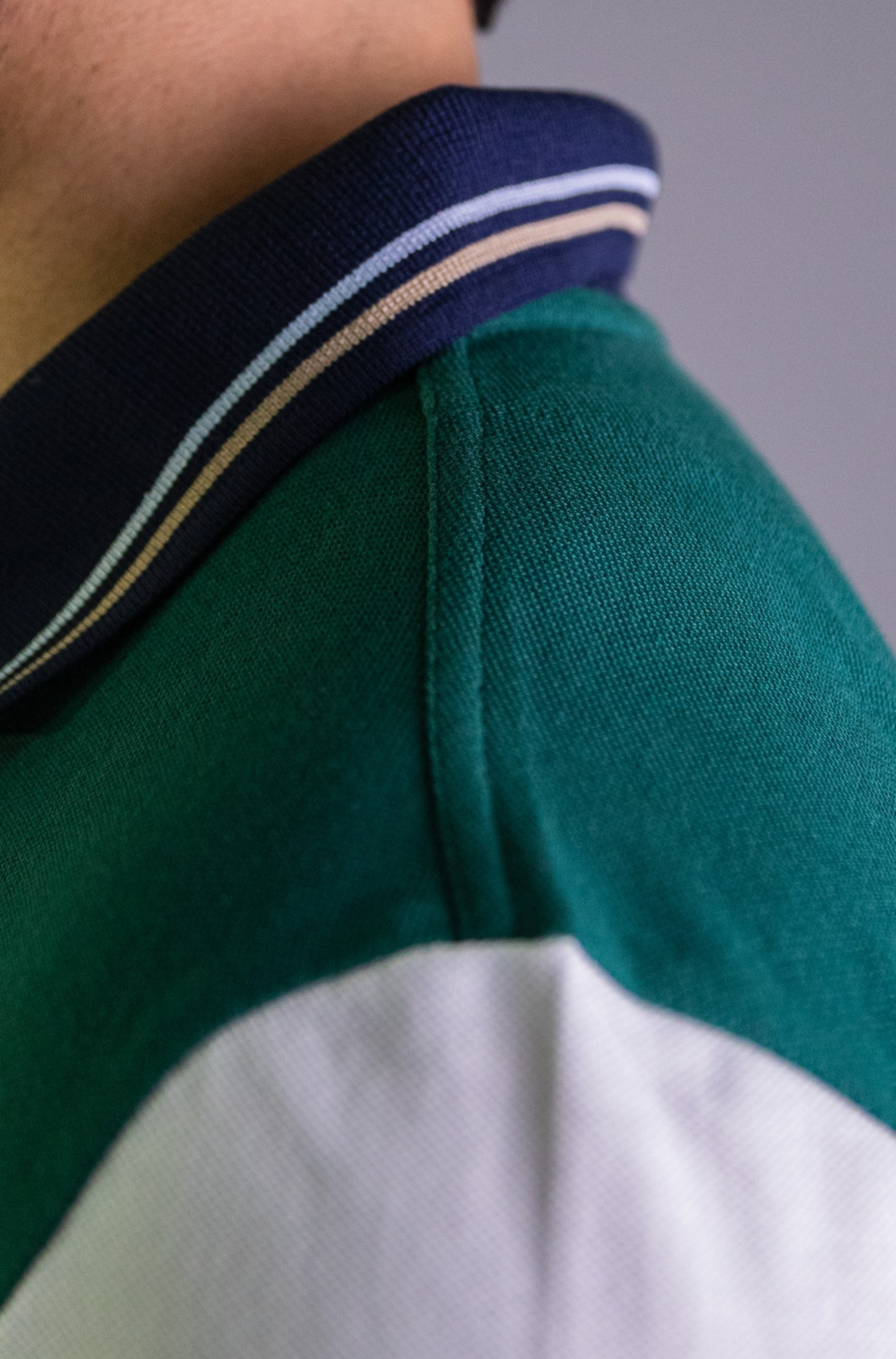 'Yacht Polo Shirt' - Vert Bouteille / Blanc Cassé