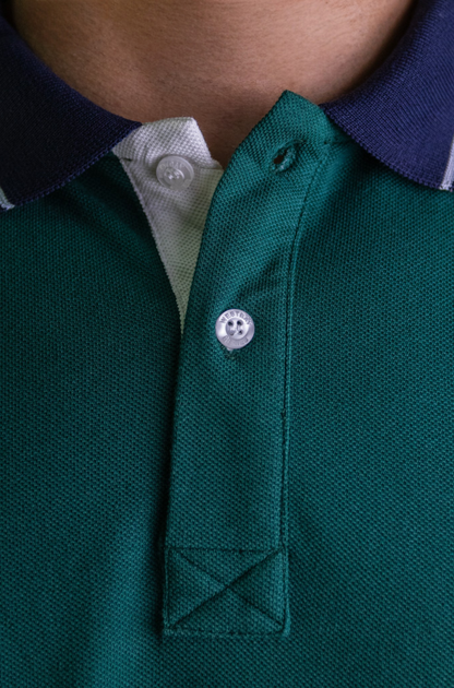 'Yacht Polo Shirt' - Vert Bouteille / Blanc Cassé