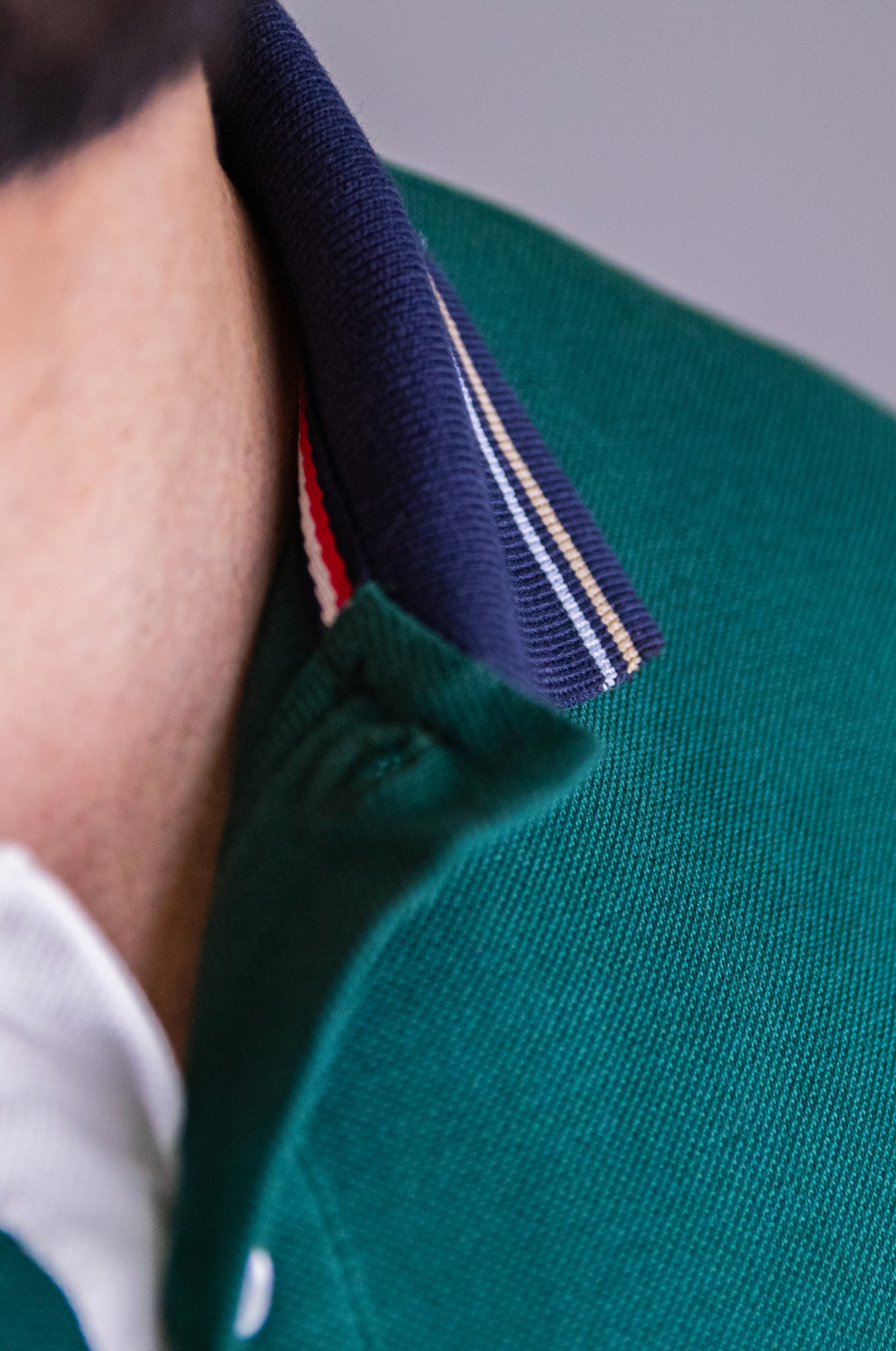 'Yacht Polo Shirt' - Vert Bouteille / Blanc Cassé