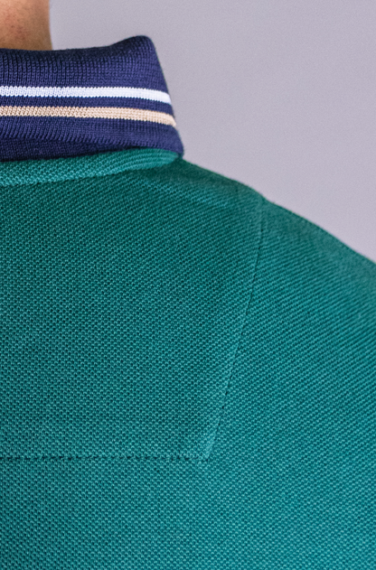 'Yacht Polo Shirt' - Vert Bouteille / Blanc Cassé