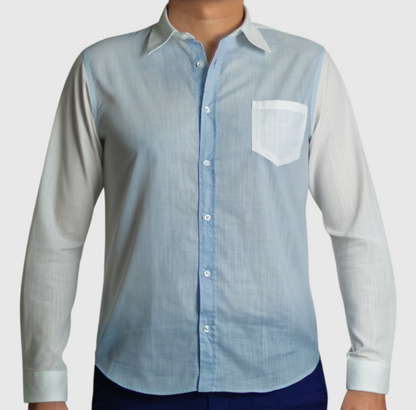 'Horizon Shirt' - Bleu Ciel / Blanc