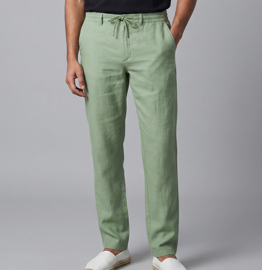 'Cruise Linen Pant' - Vert Sauge