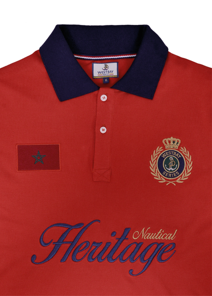 'Nautical Polo Shirt' - Rouge