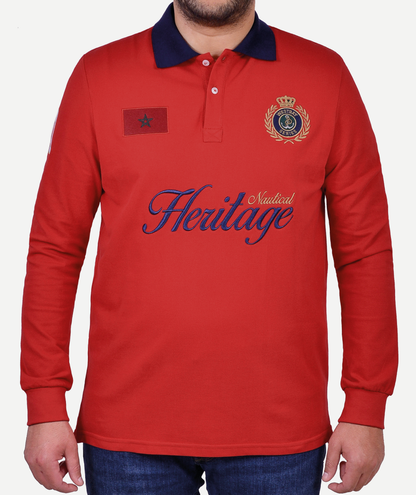 'Nautical Polo Shirt' - Rouge