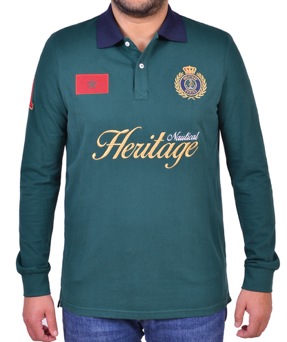 'Nautical Polo Shirt' - Vert Bouteille