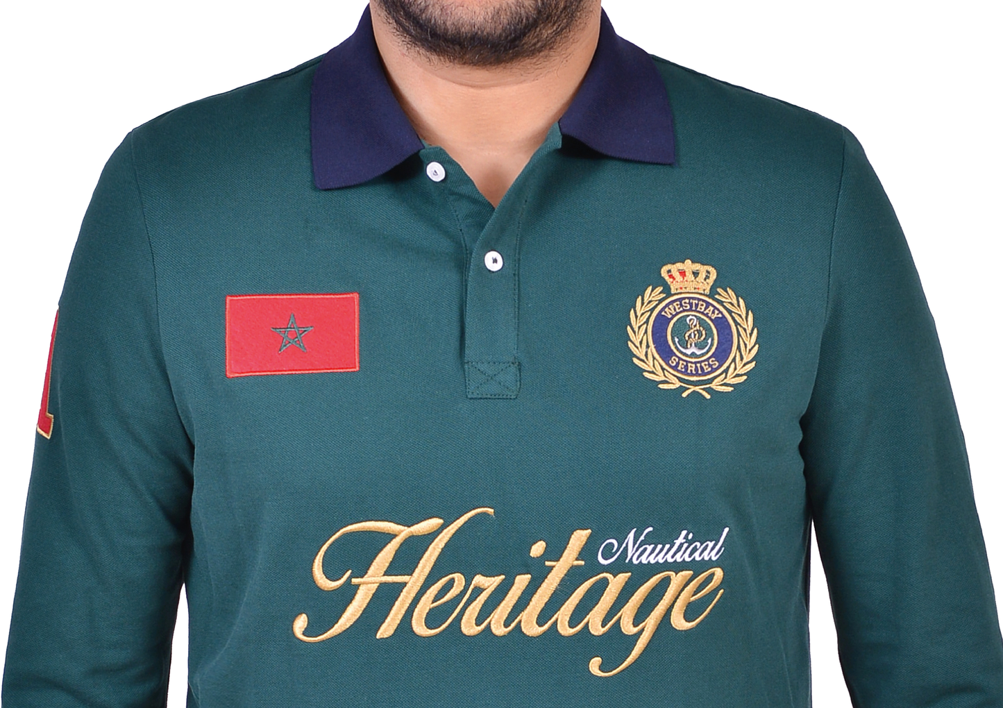 'Nautical Polo Shirt' - Vert Bouteille