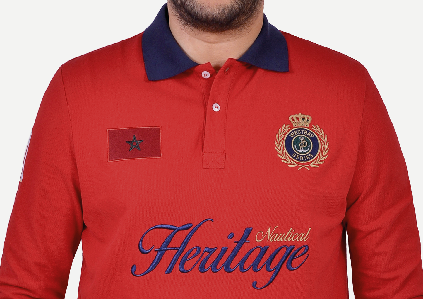 'Nautical Polo Shirt' - Rouge