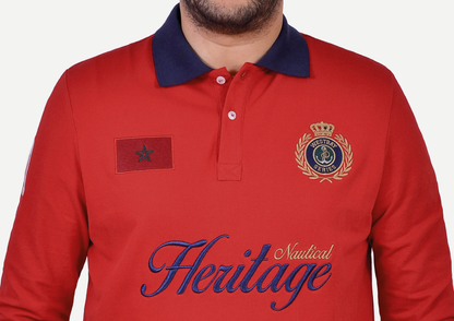 'Nautical Polo Shirt' - Rouge